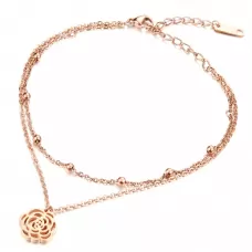 Браслет анклет на ногу Everiot SA-XP-15322 цепочка из стали с подвеской цветком