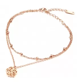 Браслет анклет на ногу Everiot SA-XP-15322 цепочка из стали с подвеской цветком