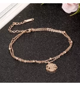 Браслет анклет на ногу Everiot SA-XP-15322 цепочка из стали с подвеской цветком