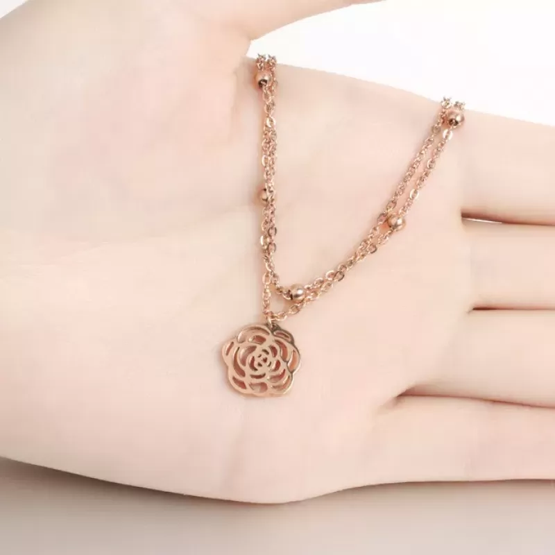 Браслет анклет на ногу Everiot SA-XP-15322 цепочка из стали с подвеской цветком