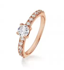 Женское кольцо из ювелирной стали TATIC RSS-7592 с дорожкой фианитов, цвет розового золота