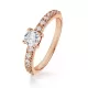 Женское кольцо из ювелирной стали TATIC RSS-7592 с дорожкой фианитов, цвет розового золота