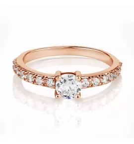 Женское кольцо из ювелирной стали TATIC RSS-7592 с дорожкой фианитов, цвет розового золота