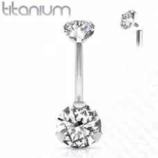 Пирсинг пупка банан Pirslab T23N052-C из титана с фианитом