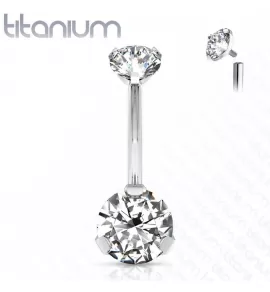 Пирсинг пупка банан Pirslab T23N052-C из титана с фианитом