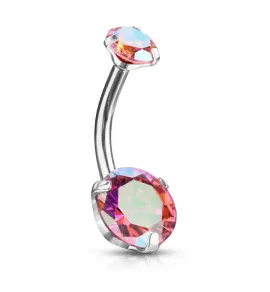 Серьга банан для пирсинга пупка Piercedfish NS017-ABP из стали с фианитами