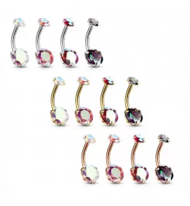 Серьга банан для пирсинга пупка Piercedfish NS017-ABP из стали с фианитами