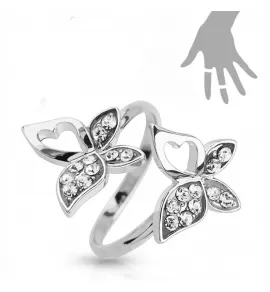 Безразмерное незамкнутое кольцо для пальцев ног/на фалангу TATIC R-A004-C с бабочками и фианитами