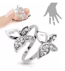 Безразмерное незамкнутое кольцо для пальцев ног/на фалангу TATIC R-A004-C с бабочками и фианитами