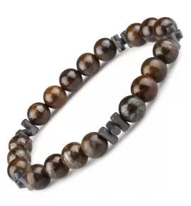 Браслет на резинке Everiot Select LNS-2175 из бронзита и гематита