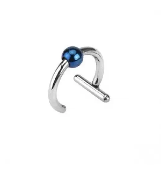 Серьга для имитации пирсинга хряща уха, хеликса PiercedFish RFX1-14104 из стали с титановой вставкой