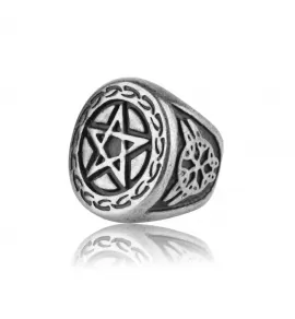 Мужской перстень-печатка из стали TATIC SR-BR-488 с пятиконечной звездой