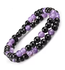 Браслет на резинке в два оборота из агата и аметиста Everiot Select select LNS-2133