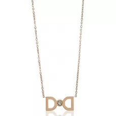 Колье из цепочки Everiot SN-XP-361 стальное с подвеской в виде бантика с фианитом