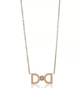 Колье из цепочки Everiot SN-XP-361 стальное с подвеской в виде бантика с фианитом