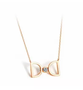 Колье из цепочки Everiot SN-XP-361 стальное с подвеской в виде бантика с фианитом