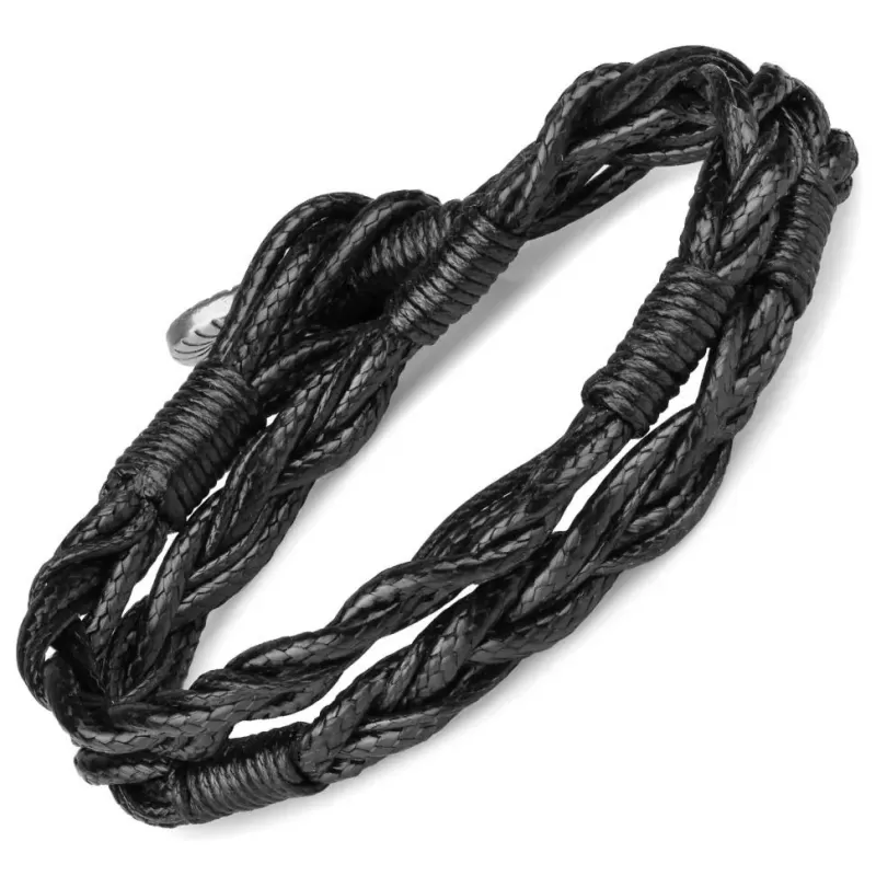 Плетеный браслет в два оборота Everiot Select LNS-2243 из вощеного шнура