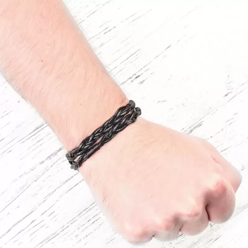 Плетеный браслет в два оборота Everiot Select LNS-2243 из вощеного шнура