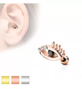 Серьга для пирсинга хеликса, трагуса, хряща уха из стали PiercedFish JA18274, микроштанга "Всевидящее око"