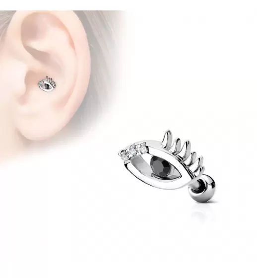 Серьга для пирсинга хеликса, трагуса, хряща уха из стали PiercedFish JA18274, микроштанга "Всевидящее око"