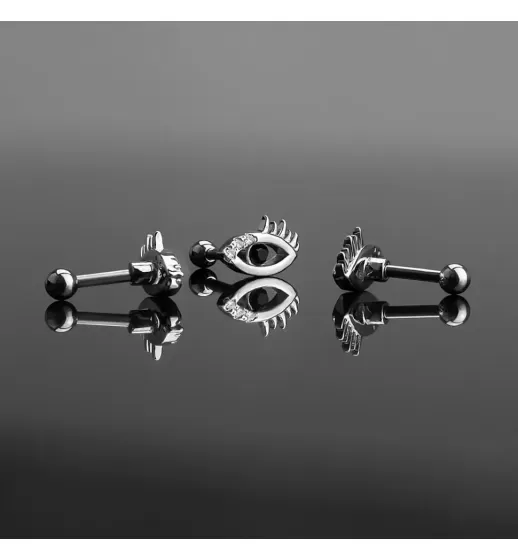Серьга для пирсинга хеликса, трагуса, хряща уха из стали PiercedFish JA18274, микроштанга "Всевидящее око"