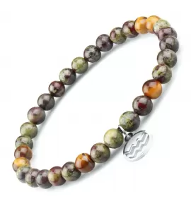 Браслет со знаками зодиака на резинке Everiot Select LNS-6023 из яшмы и камня тигровый глаз