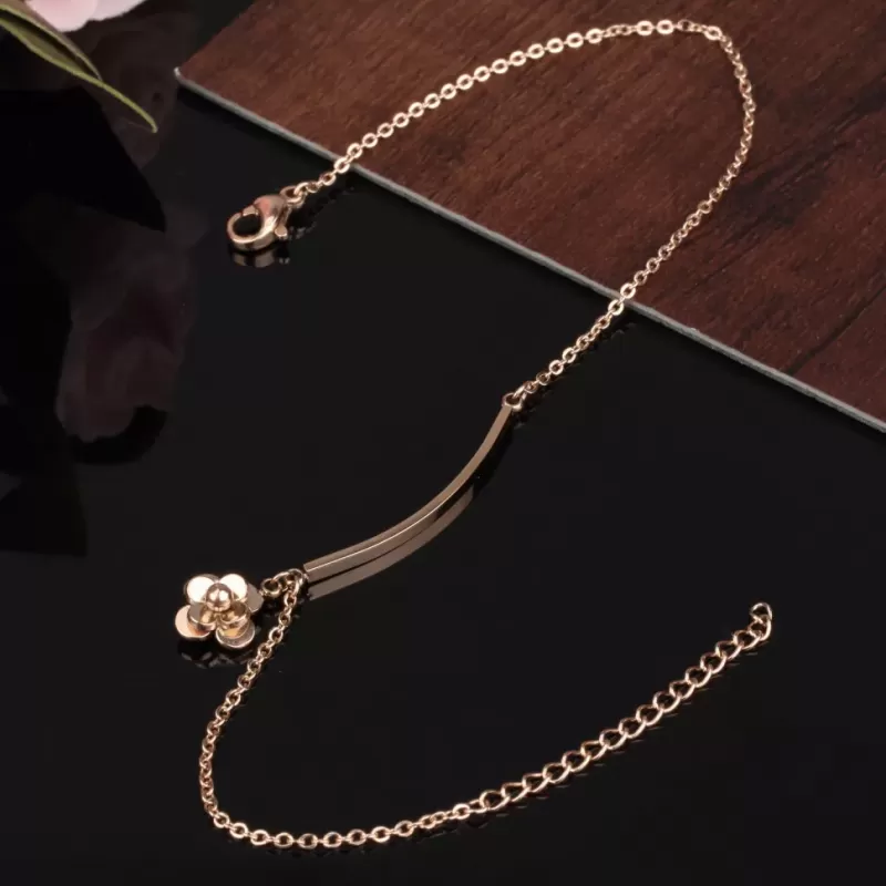 Браслет анклет на ногу Everiot SA-XP-15321 цепочка из стали с подвеской цветком