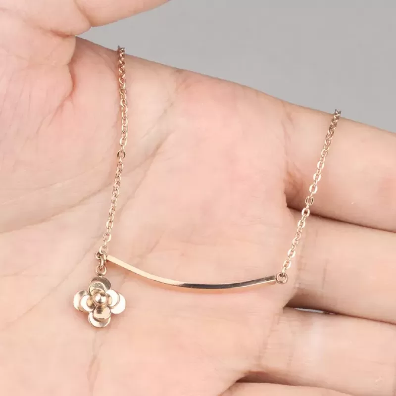 Браслет анклет на ногу Everiot SA-XP-15321 цепочка из стали с подвеской цветком