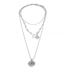 Колье из трех цепочек Soul Stories SPD-LL-0001 с медальонами и барочным жемчугом