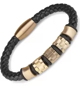 Плетеный мужской браслет из экокожи TATIC SLQ-1010R черный