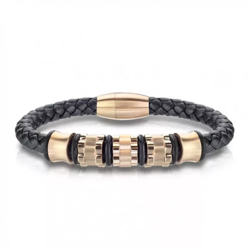 Плетеный мужской браслет из экокожи TATIC SLQ-1010R черный