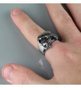 Мужская печатка из стали с орлом Spikes R11894 в байкерском стиле