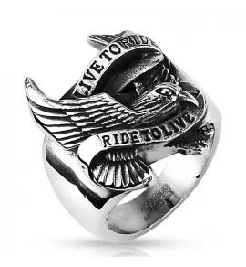 Мужская печатка из стали с орлом Spikes R11894 в байкерском стиле