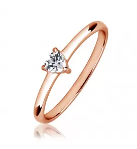 Женское кольцо из ювелирной стали TATIC RSS-7005 с дорожкой фианитов, цвет розового золота