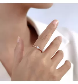 Женское кольцо из ювелирной стали TATIC RSS-7005 с дорожкой фианитов, цвет розового золота