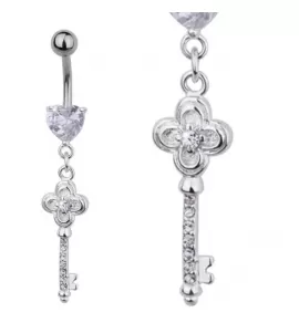 Серьга банан с подвеской "Ключ" для пупка Everiot AAB-18TBKE из медицинской стали