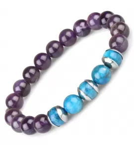 Женский браслет на резинке Everiot Select LNS-2226 из аметиста и апатита