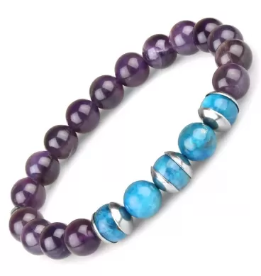 Женский браслет на резинке Everiot Select LNS-2226 из аметиста и апатита