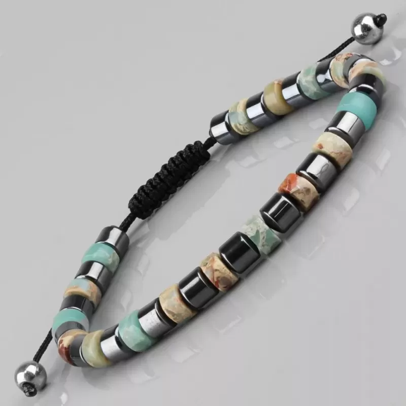 Браслет Шамбала Everiot Select LNS-0286 из натурального гематита и змеевика