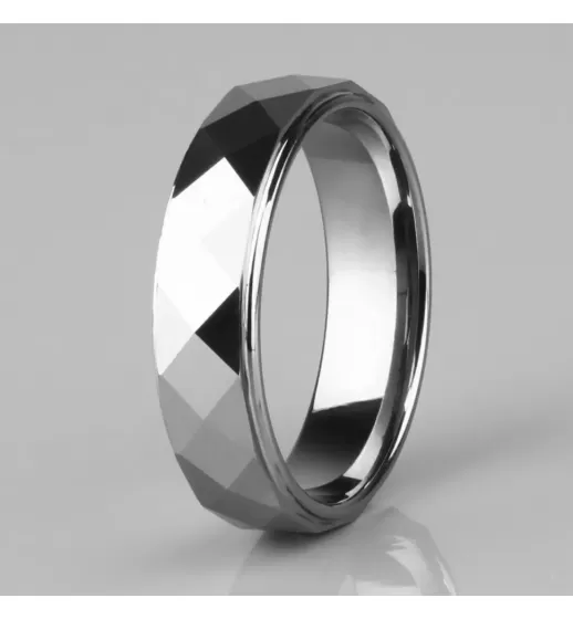 Кольцо из вольфрама INFY R-TG-0151 с геометрическими гранями