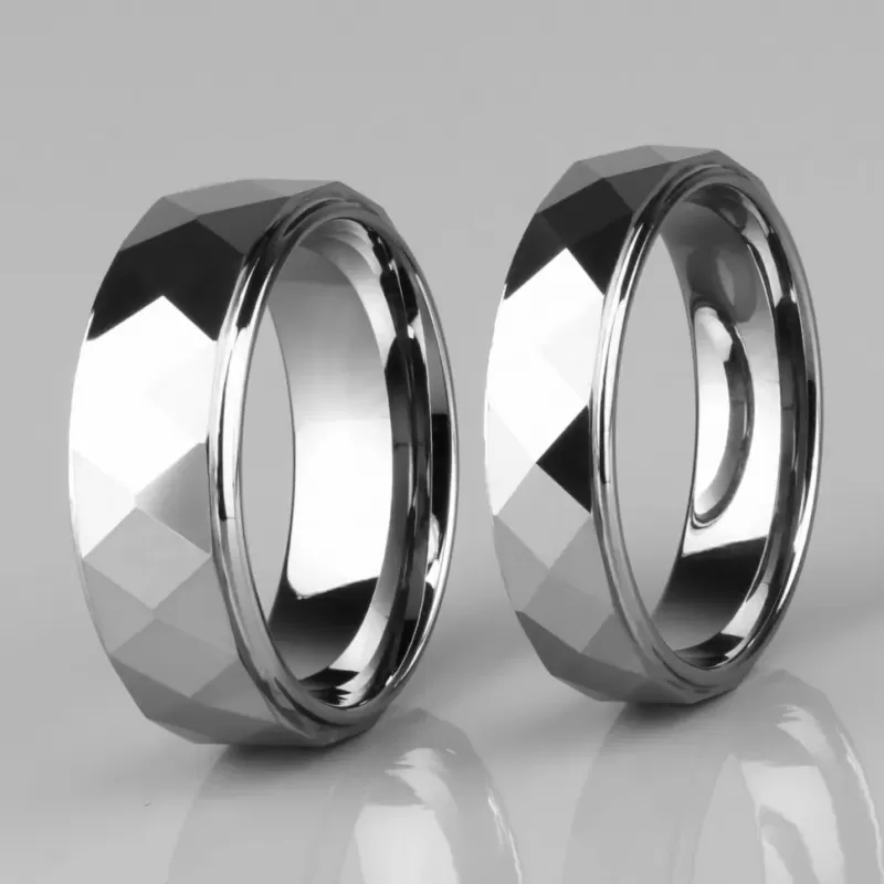 Кольцо из вольфрама INFY R-TG-0151 с геометрическими гранями