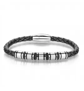 Тонкий плетеный мужской браслет из экокожи TATIC SLQ-1011K черный
