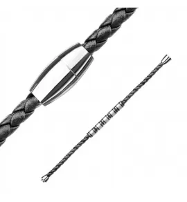 Тонкий плетеный мужской браслет из экокожи TATIC SLQ-1011K черный