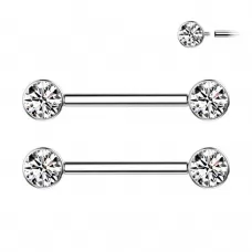 Набор 2 шт. штанга для пирсинга сосков из титана Pirslab SET-TIK01-C с фианитами