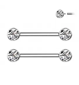Набор 2 шт. штанга для пирсинга сосков из титана Pirslab SET-TIK01-C с фианитами