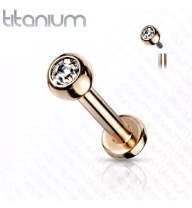 Титановая серьга лабрет Pirslab TIL03T-RDC для пирсинга Монро, трагуса, хеликса, с кристаллом