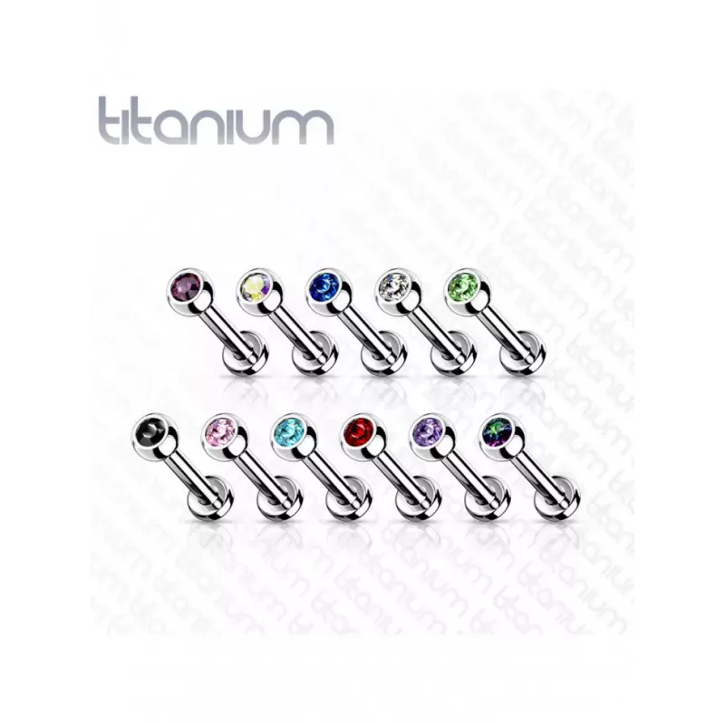 Титановая серьга лабрет Pirslab TIL03T-RDC для пирсинга Монро, трагуса, хеликса, с кристаллом