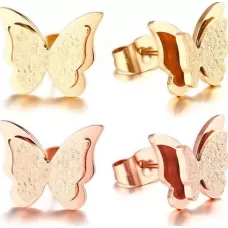 Женские серьги-гвоздики "Бабочки" из ювелирной стали Everiot SE-XP-3181
