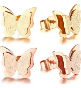 Женские серьги-гвоздики "Бабочки" из ювелирной стали Everiot SE-XP-3181