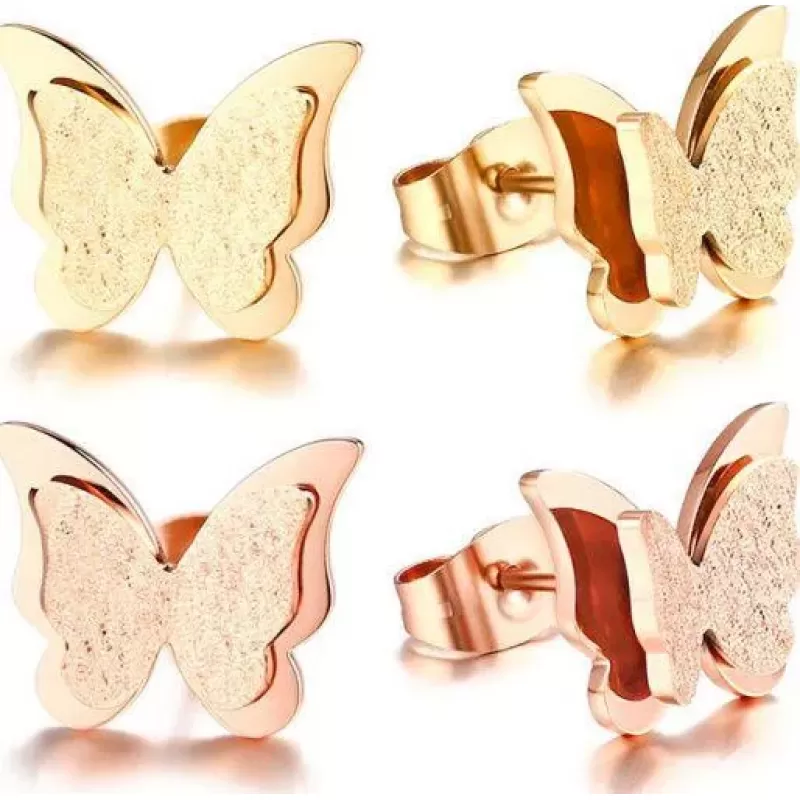 Женские серьги-гвоздики "Бабочки" из ювелирной стали Everiot SE-XP-3181